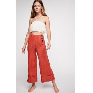 Free People Amalfi Wide Leg Cropped Linen Pants